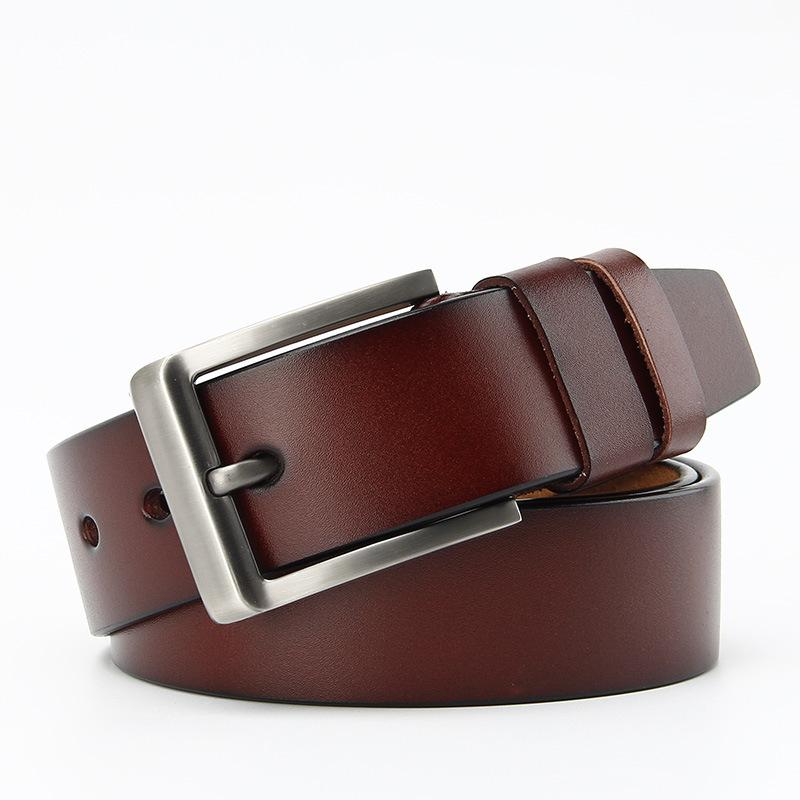 Men's Antique Real Yellow Cowhide Whole Sheet Two-layer Leather Belt Fashionable Pin Buckle Men's Korean Style Versatile Trousers Belt