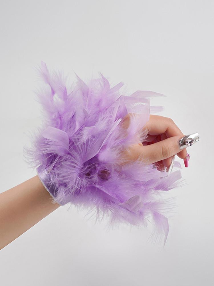 8 Farben Armbandhüllen für Nagelfotos, Federn, Nagelteile, Plüsch-Handgelenkmanschetten für Maniküre, Handfoto, Nageldekor