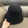 Wool hat women's autumn and winter new handmade knitted bucket hat versatile warm face small bucket hat