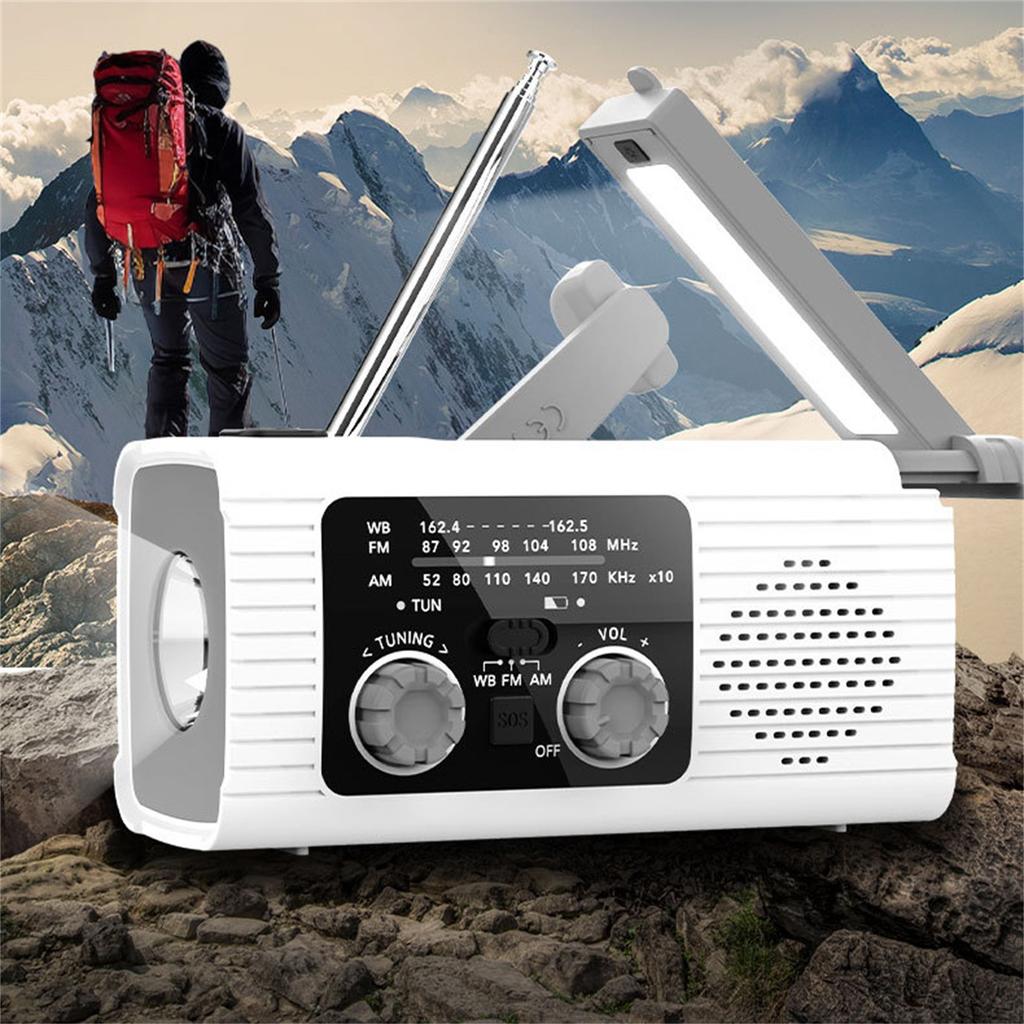 Outdoor Solar Radio, Crank Radio, Outdoor Radio With 1200 MAh Battery, With AM/FM Weather Radio, With LED Torch/SOS Alarm