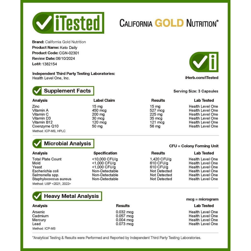 California Gold Nutrition, Keto Daily Multivitamin mit grünem Tee, 90 vegetarische Kapseln