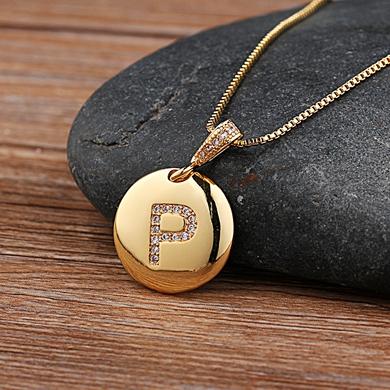 Nidin Top Quality Women Girls Initial Letter Necklace 26 A-Z Charm Neck Pendants Copper CZ Jewelry Personal Gifts Wholesale