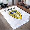 Custom Name,Leeds United Home Sofa Decoration for Living Room & Bedroom, Non‑Slip Play Flannel Floor Mat for Game Room