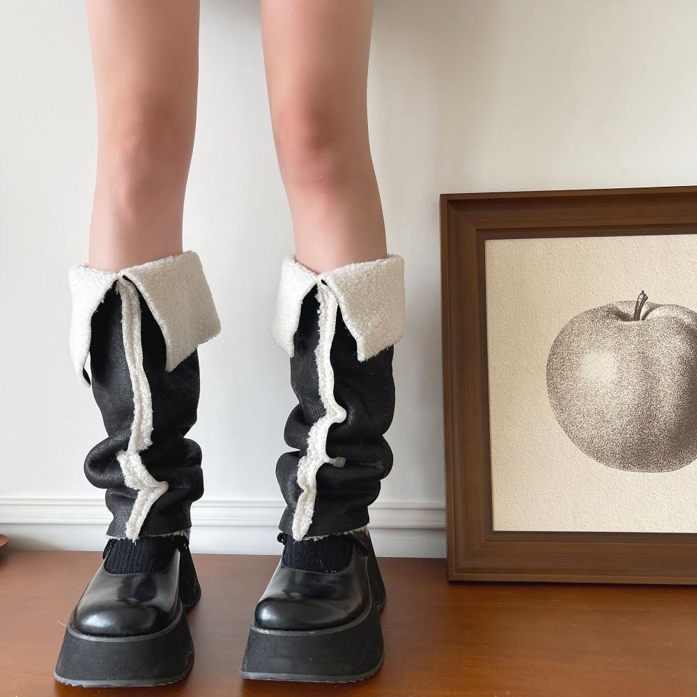Thickened Foot Cover Turn-down Collar Design Boots Cover Y2K Suede Leg Warmers Fall Winter