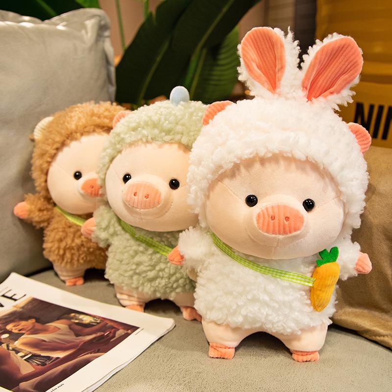 Non-Toxic 28/38Cm Lovely Pig Plush Toy Creative Cosplay Rabbit&Bear Doll Soft Stuffed Animals Toy For Children Baby Kawaii Birthday Gift