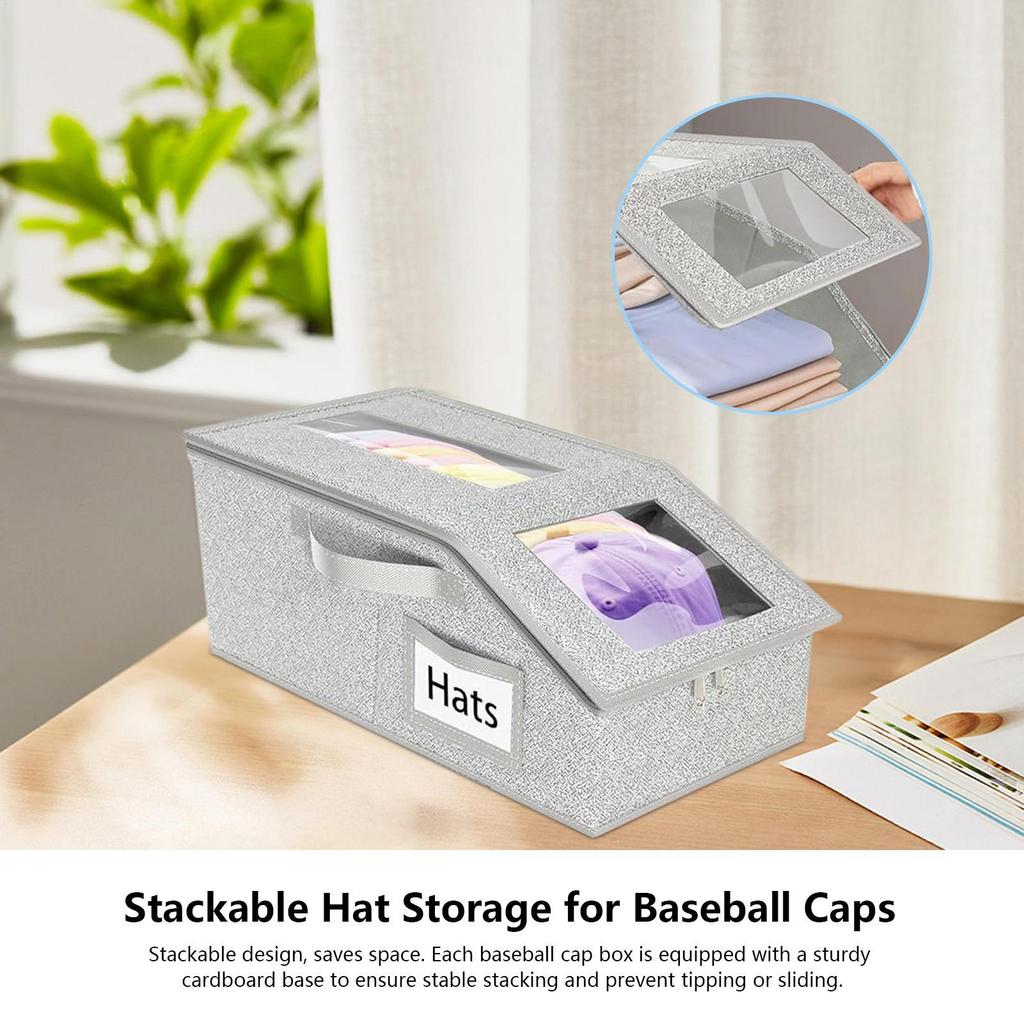 Hat Storage Organizer Stackable Hat Organizer For Baseball Caps 2 Pieces Holder Dustproof Organization For Home Closet Shelf