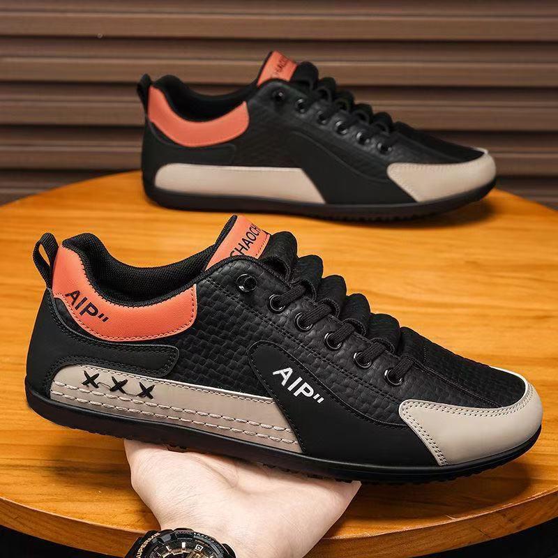 Men s European Style Slip-on Leather Casual Shoes - White, Trendy Dad Driving Sports Shoes 43