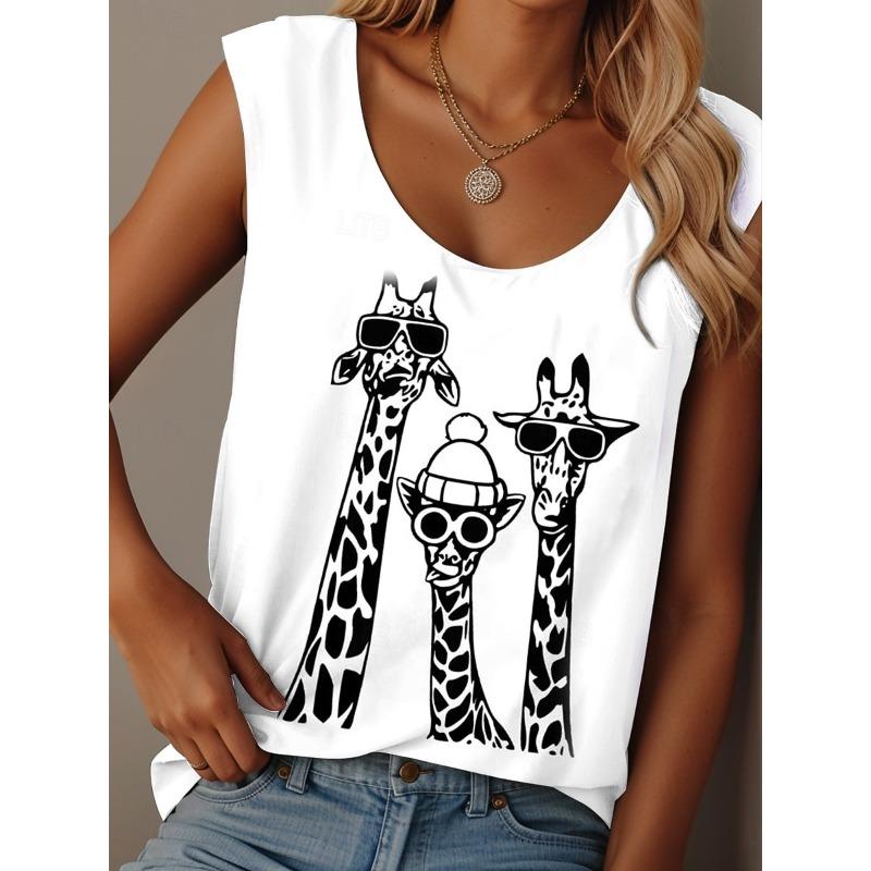 Women s Camisole Print Graphic Animal Graffiti Daily Casual Sleeveless Crew Neck Scoop Neck Regular Tops Summer S