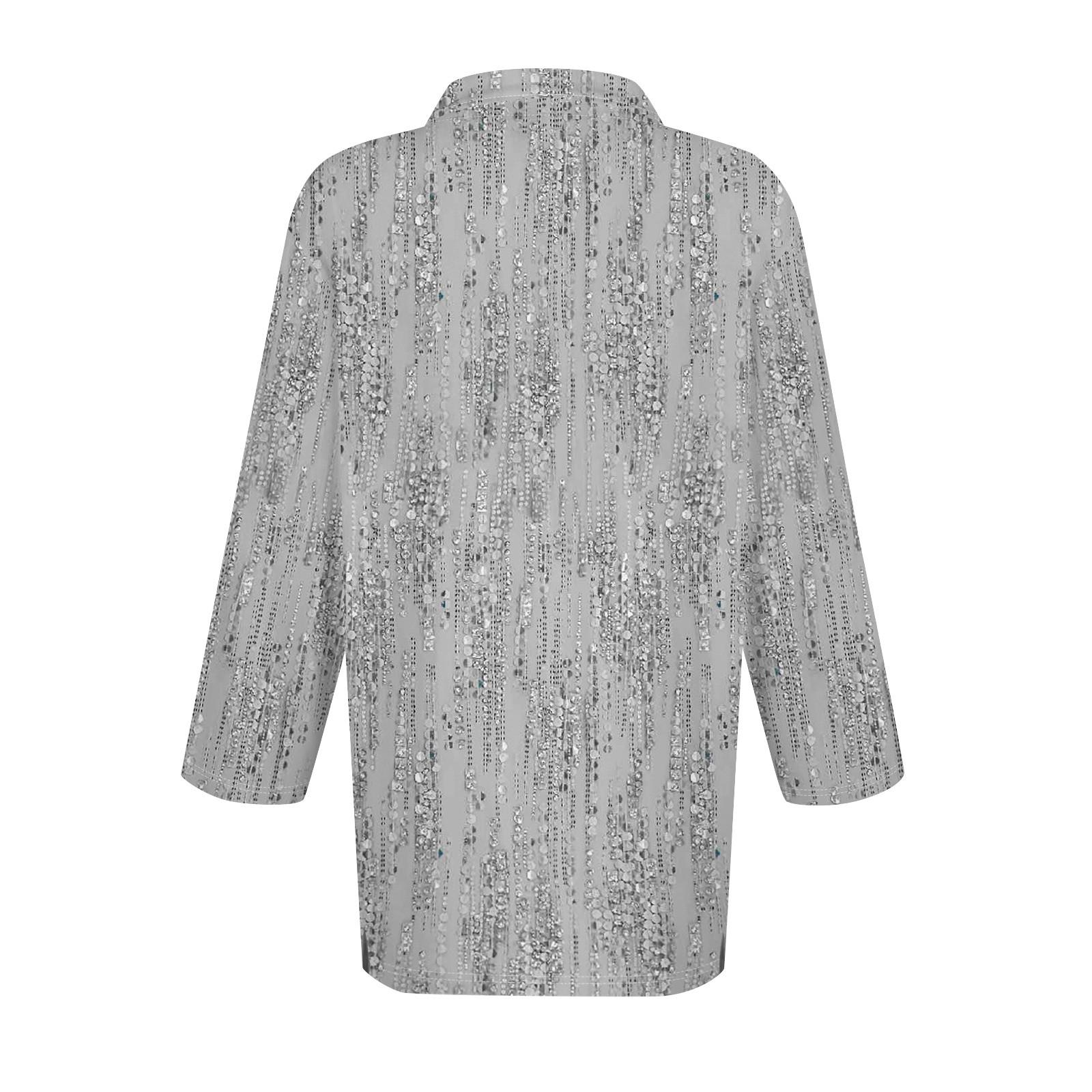 Женская модная повседневная рубашка с короткими рукавами 3/4 с лацканами и принтом — фото 3