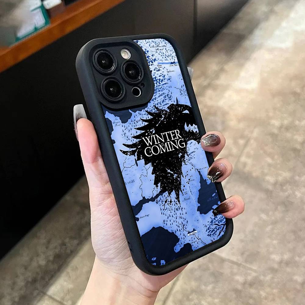 W-Winter Is C-Coming Phone Case For iPhone 17,16,15,14,13,12,11,Pro,Max,Plus,X,XS,SE4,E,Mini Black Thickened Border Case