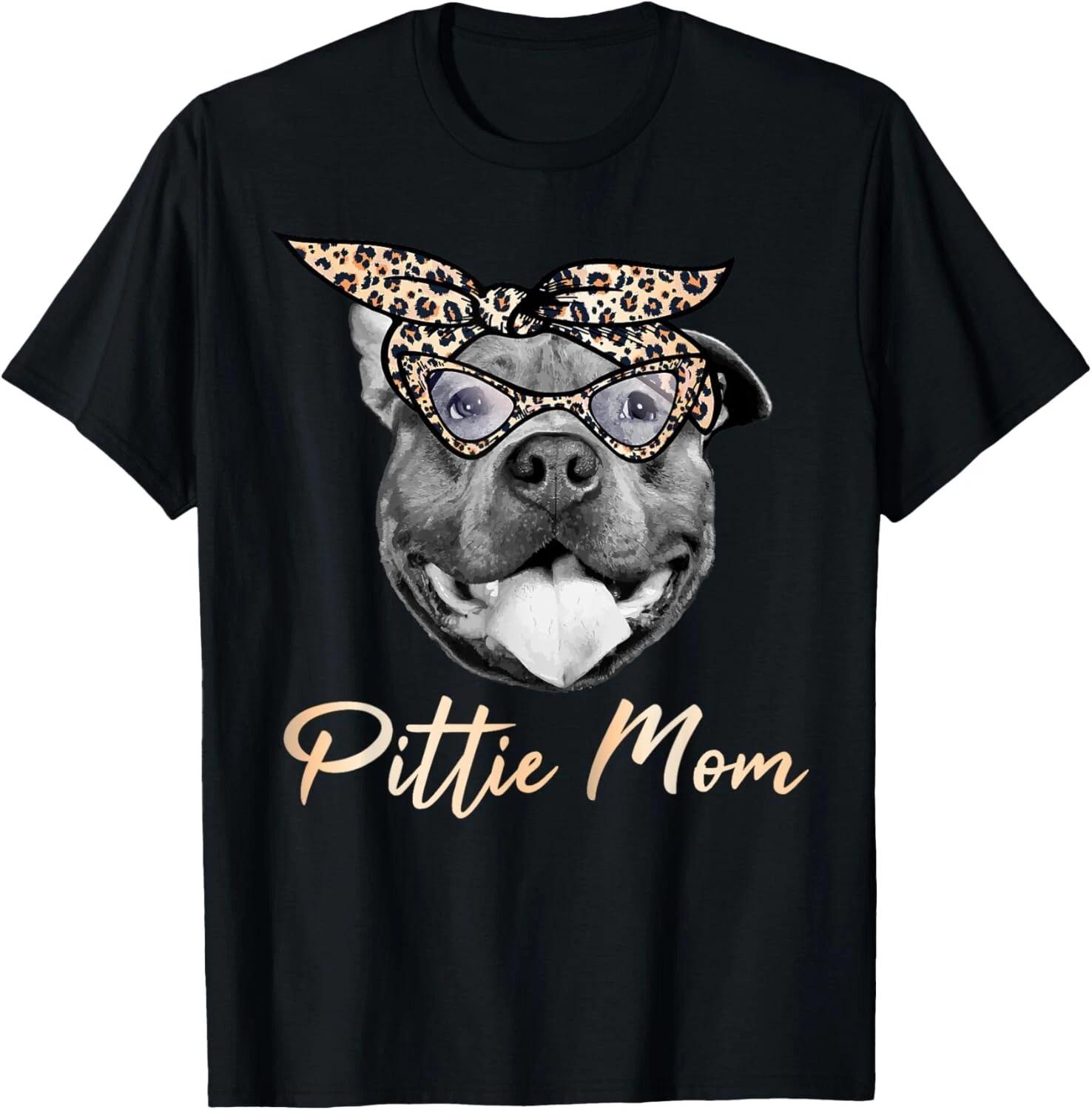 Pittie Mom Pitbull Mama Leopard Pattern Pit Bull Dog Momma Gift Unisex T-Shirt XL