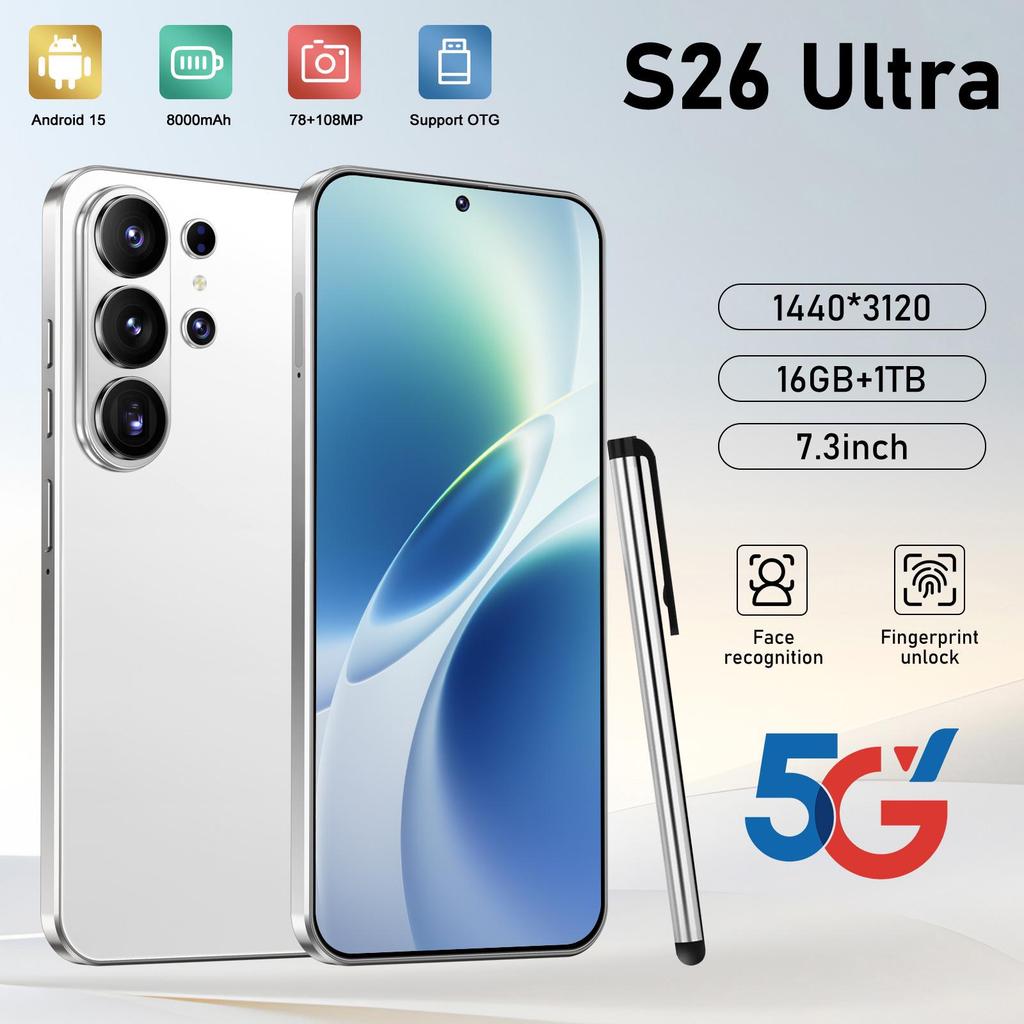 Smartphone Android S26 Ultra - 16 GB di RAM, 1 TB di Archiviazione, Display da 7,3"