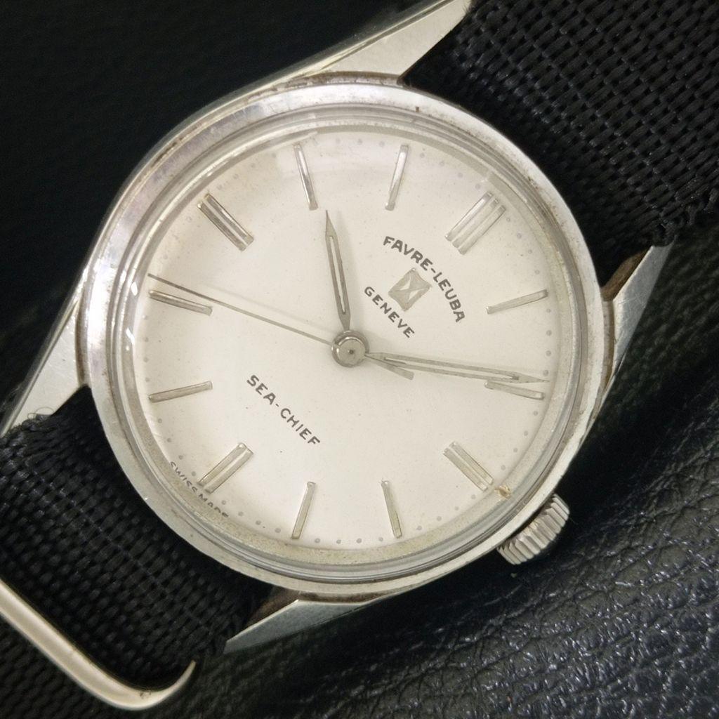 

VINTAGE FAVRE LEUBA SEA CHIEF 101 HAND-WINDING SWISS MENS WHITE WATCH a703755-1 R213e-a703755