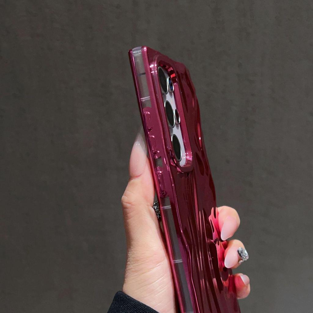 3D Pleated Electroplated Solid Color Drop-Proof Phone Case for Samsung S25 Ultra/S24 Plus/S23