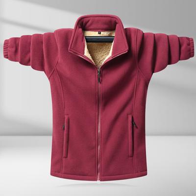Plush Men's Autumn and Winter Polar Fleece Solid Color Jacket Autumn Zipper Top Thickened Coat Winter Wear