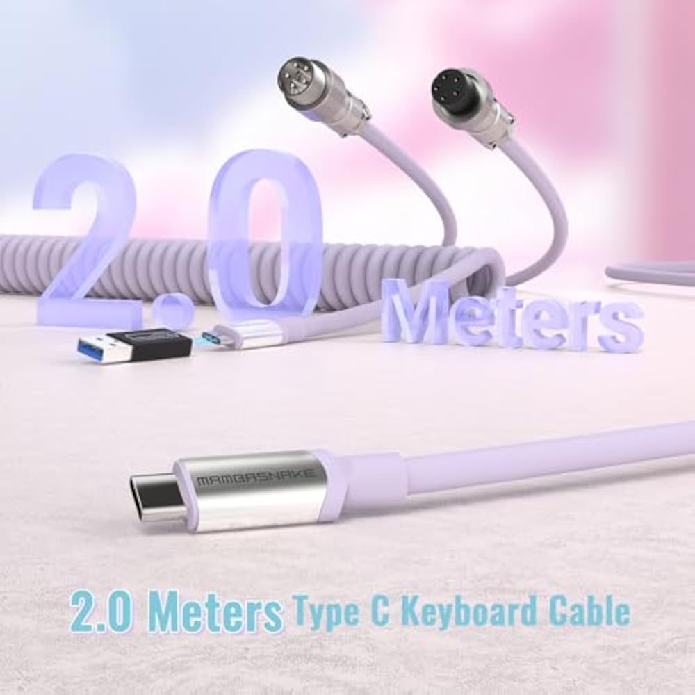 ATTACK SHARK C04-C Keyboard Cable Type-C to Type C, TPU Spring Mechanical Keyboard Cable, Custom ...
