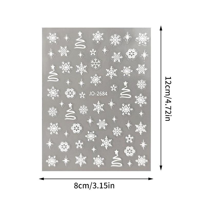 1 Sheet Christmas White Snowflakes Nail Stickers Snowflake Nail Decal Snowflake Xmas Slider