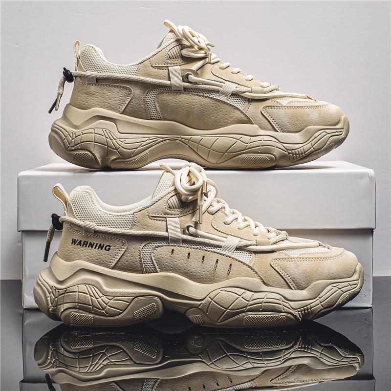 

New summer men s shoes national sports running spring and autumn casual versatile breathable heightening dad ins shoes 44 бежевый