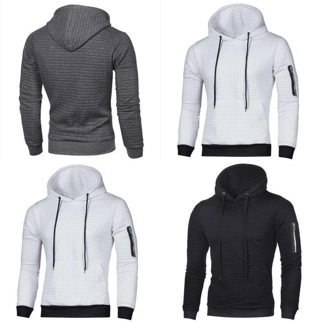 Fashionable Men's Plain Hooded Hoodie Sweatshirt Jacket Perfect For Running And Outdoor Activities