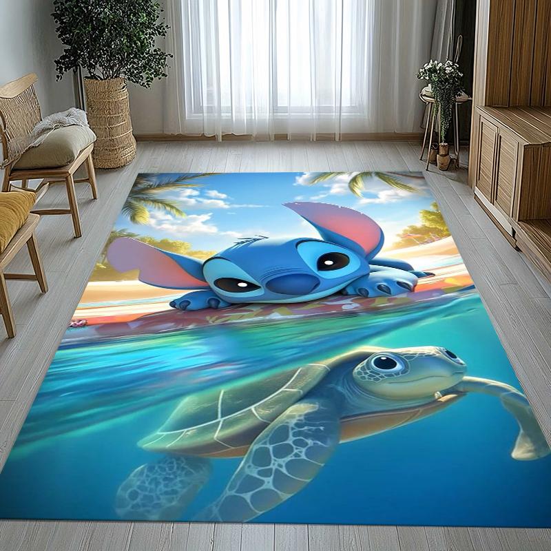 Cartoon S-Stich Kawaii Monster Wohnzimmer Rutschfester Teppich Weicher Teppich für Schlafzimmer Kinderzimmer Spielzimmer Sofa, Heimdeko Fußmatte Geschenk