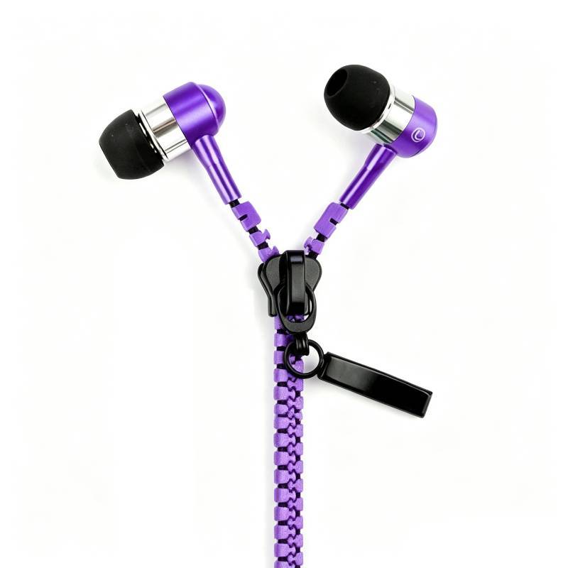 Fashion Zipper Earphones With Microphone For Music Lovers And Commuters