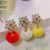 Süße Pompom-Kugel Schneeflocken-Quasten-Ohrringe Weihnachten Süße Mode Plüsch-Ohrringe Schmuck für Damen Mädchen Geschenke