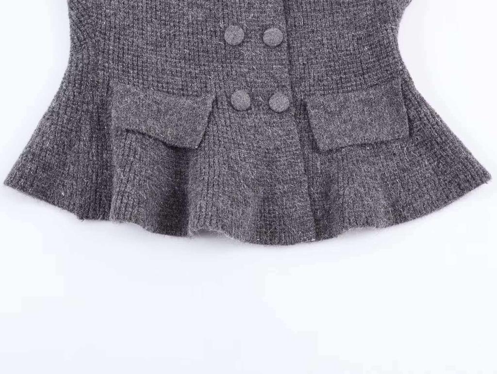 Double-Breasted Sweater Coat: European & American Style Women's High-End Fashion