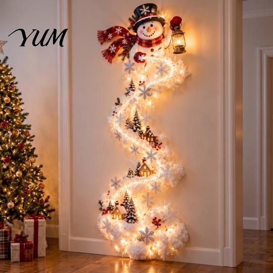 Weihnachtsglocken Lichterketten Magische Pfad Wandleuchte, Zug Baum Stern LED Kaskadierende Feiertagsdekoration Dekorative Innenleuchten mit Warmweiß