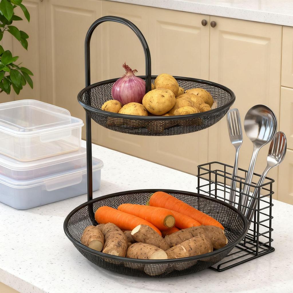 Fruit Basket Organizer Home Decor Wire Fruit Basket Mesh Fruit Bowl Vegetables Basket Bowl for Bread Kitchen Veggie Countertop