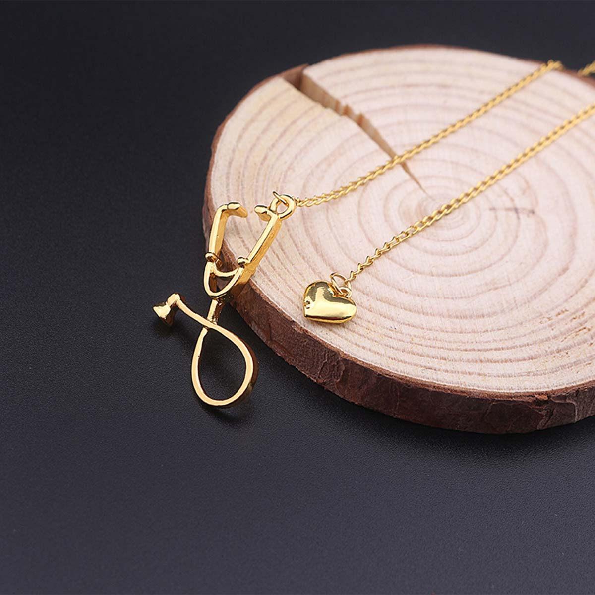 Heart Stethoscope Pendant Necklace for Women Alloy Jewelry Elegant Fashion Accessory Gift for Girlfriend Wife Mom Valentine серебряный