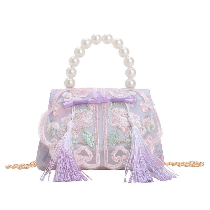 Double Pearl Knot Princess Crossbody Bag Cute Coin Purse Suitable Playing For