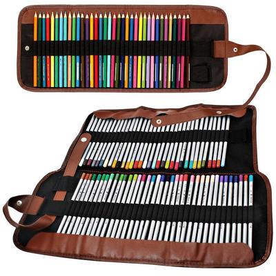 Bleistifttasche aus Segeltuch mit 36/48/72 Fächern, Wickeltasche für Pinsel, Marker, Stifte, Schreibwaren, Schule, Reisen