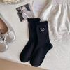 Female Spring and Autumn New Embroidery Bow Bubble Mouth Tube Pile Socks