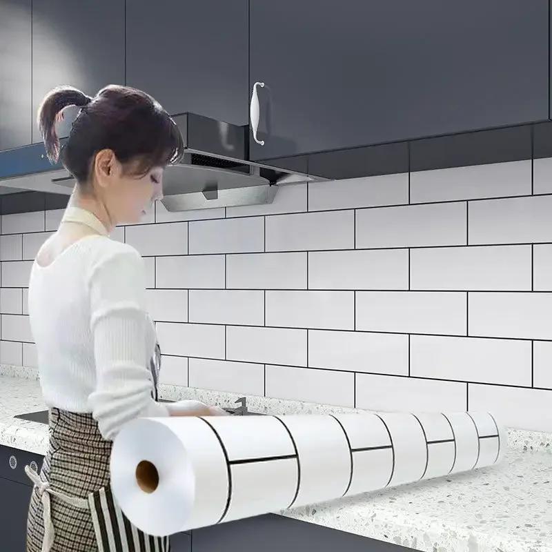 Kitchen Stove Oil-proof Sticker Waterproof High Temperature Resistant Wallpapers Kitchen Decoration Self Adhesive Contact Paper