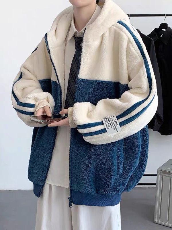 Men's Trendy Lambswool Coat with Velvet Lining - Winter Stand Collar Jacket for Couples