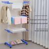 Folding Towel Rack with Retractable Double Rod for Balcony and Floor Drying