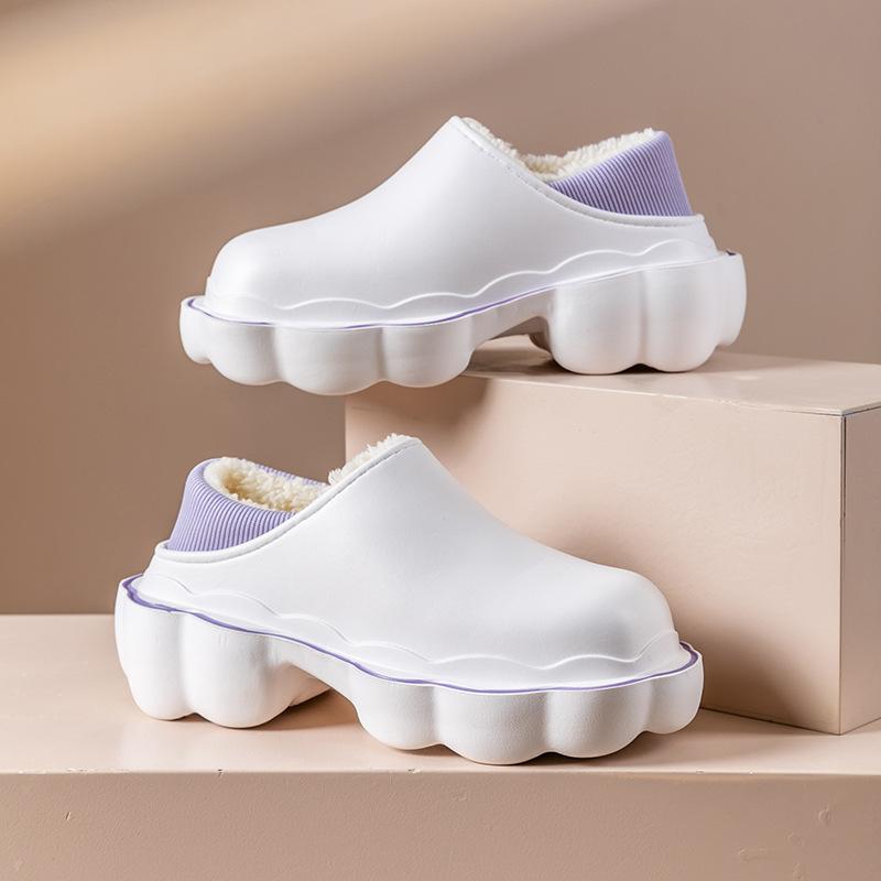 Cotton Slippers Women's Winter Home Couple Velvet Warm Thick Sole Non-slip Waterproof Simple Cotton Shoes Men's Outer Wear