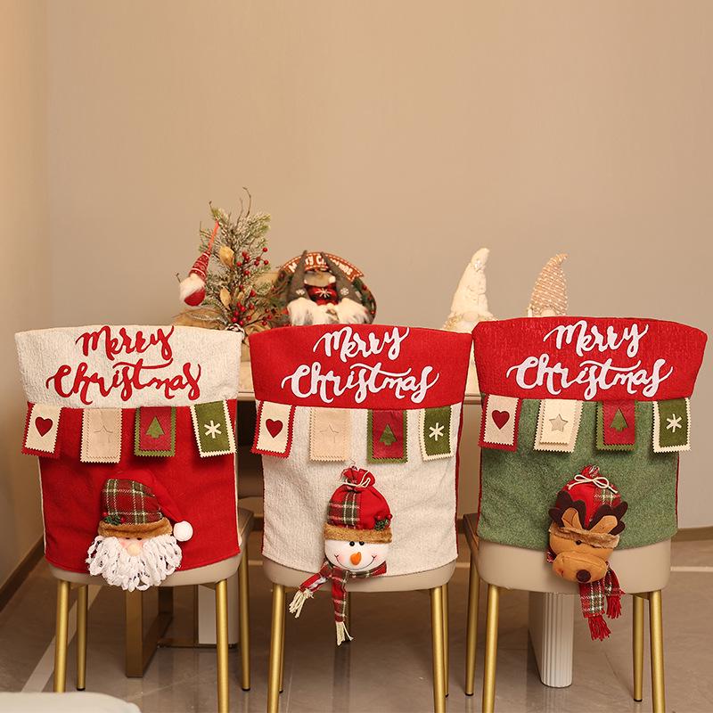 Colorful 3D Cartoon Reindeer Chair and Table Covers - Christmas Kitchen Decorations
