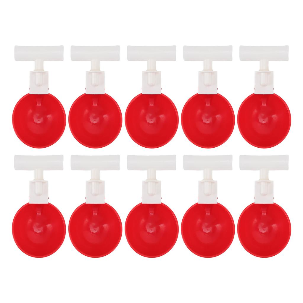 10er Set Hühner Trinkbecher Automatische Wassertränke Große Rote Plastikschüssel für Ente Vogel Huhn G3 4