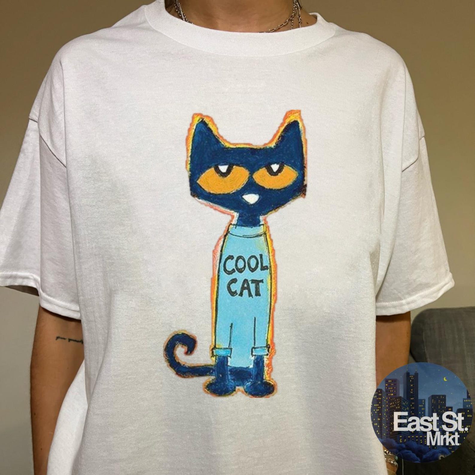 Pete The Cat Graphic Tee v2: Vintage Style T-Shirt S