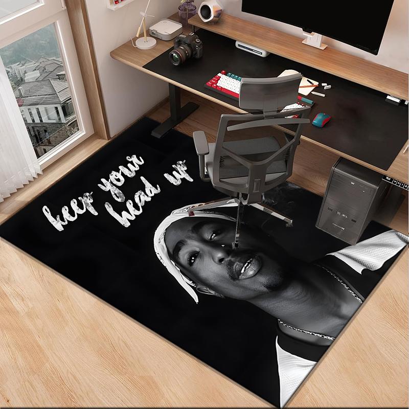 Rap Legend In Blue Office Rug Chair Mat, Game Carpet, Suitable for Front Door, Bedroom, Living Room, Desk, Holiday Gift