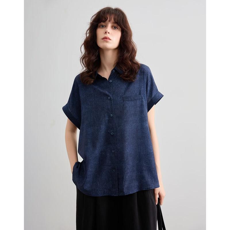 De Mana Women s Retro Textured Polo Short-Sleeve Blouse L