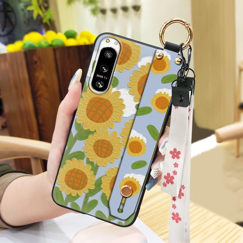 Protective Phone Holder Phone Case For Sony Xperia5 IV Kickstand Dirt-resistant Lanyard Back Cover Waterproof Soft Case
