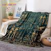 Egyptian Mythology Flannel Blanket Pharaoh Hieroglyphic Print Throw for Bed, Sofa or Picnic Soft Gift for Outdoor Leisure & Home
