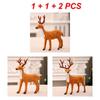1/2/3pcs Simulation Sika Deer Ornaments Plush Toys Christmas Reindeer Figurine Decor Dolls Animal Model Christmas Ornaments Gift