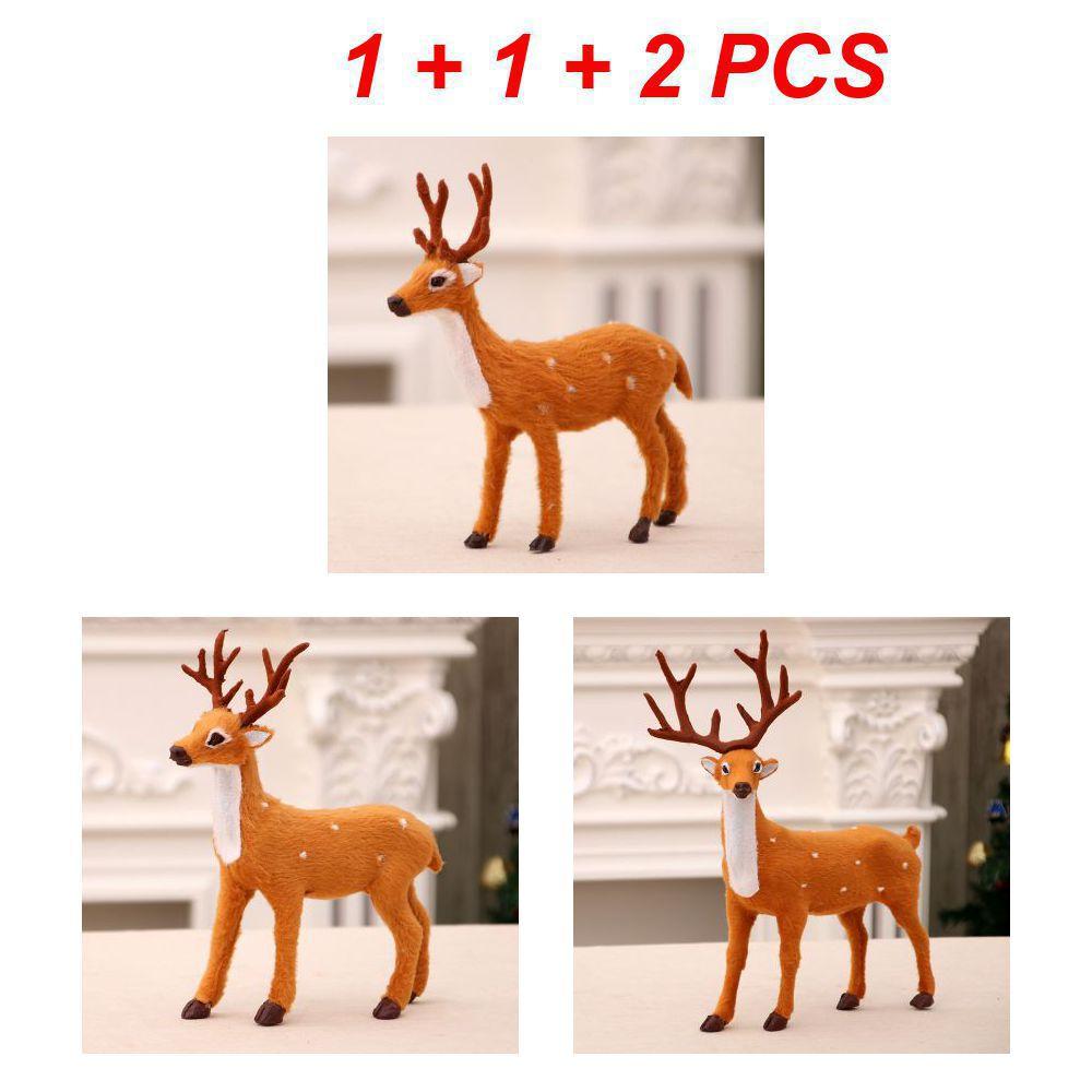 1/2/3pcs Simulation Sika Deer Ornaments Plush Toys Christmas Reindeer Figurine Decor Dolls Animal Model Christmas Ornaments Gift