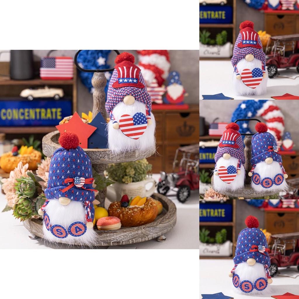 Cute Independence Day Usa Flag Gnome Plush Decoration For Festive Home Decor