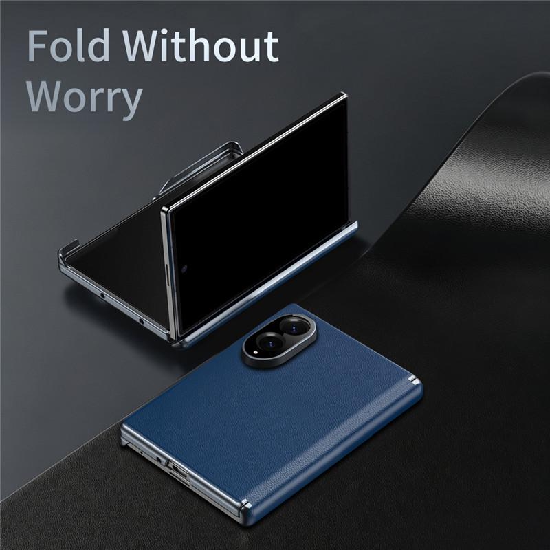 For Samsung Galaxy Z Fold 8 5G Case Luxury Leather Hinge Protection Cover For ZFold 8 Fold8 With Screen Lens Protector Case