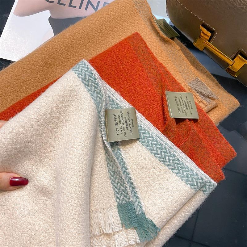 100 wool winter warm scarf women's shawl dual-purpose soft thickened fashion versatile scarf women