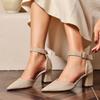 2025  New Pointed Toe Hollow Single Shoes Autumn New Suede One Strap Anti-Slip Wear-Resistant High Heels